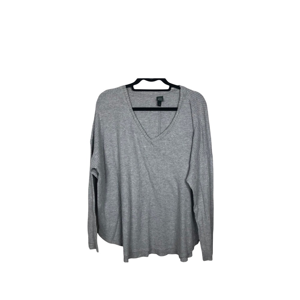 Wild fable gray V-neck long sleeve‎ waffle print shirt size extra large